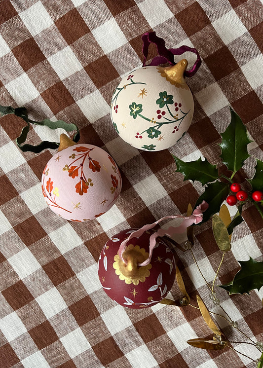 festive Hand painted personalised ceramic bauble