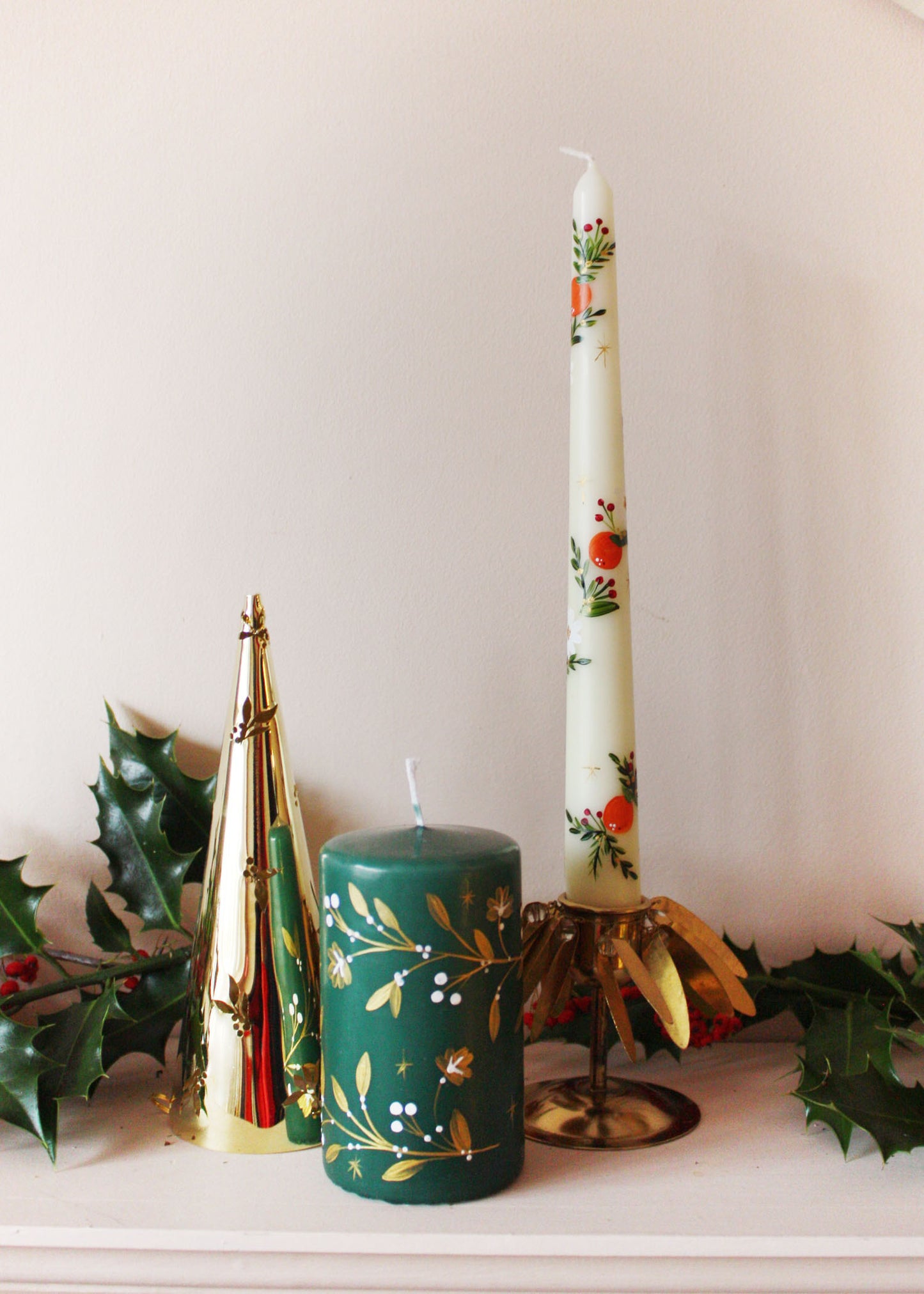 Clementine & poinsettia candle