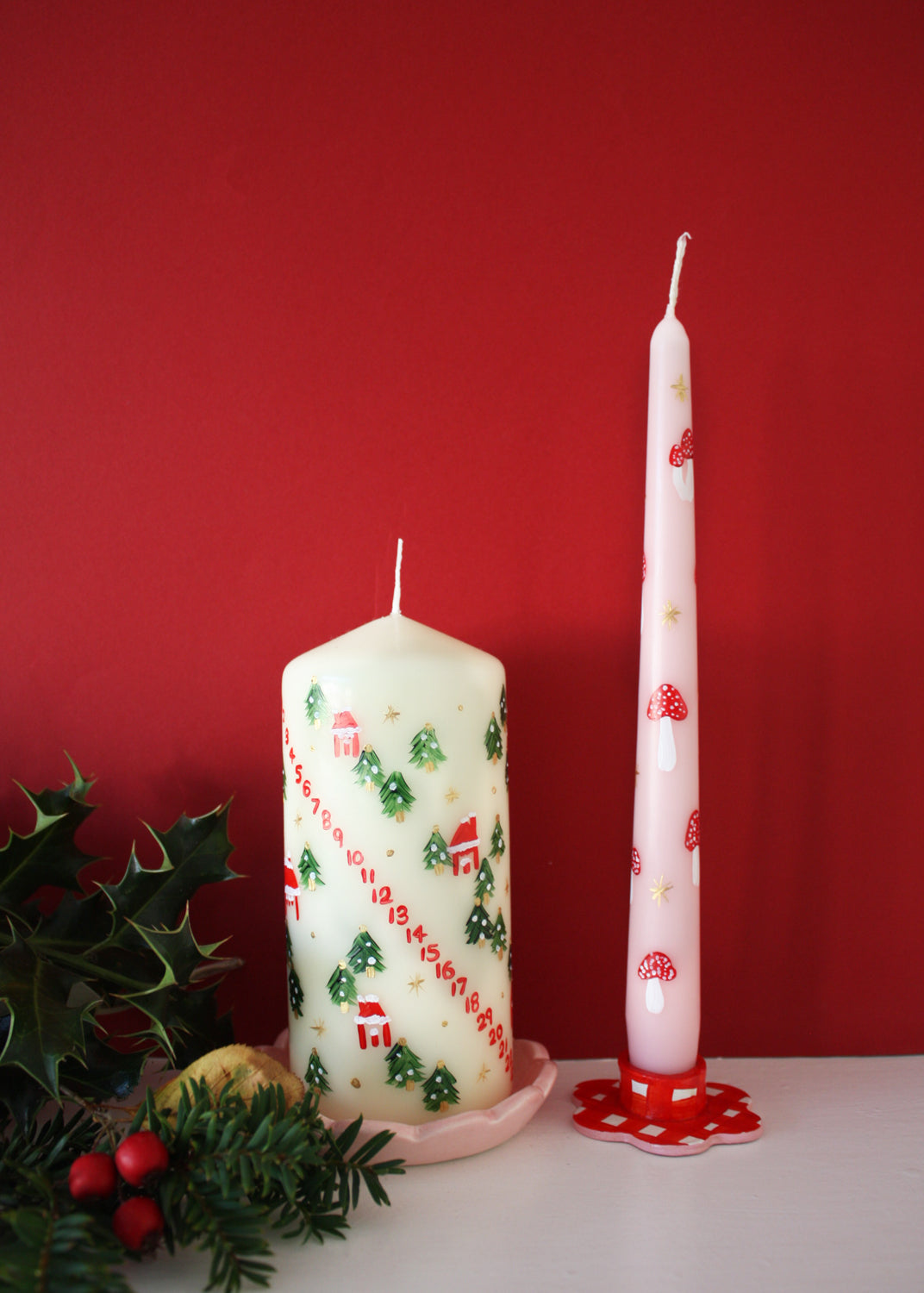 Christmas village advent candle