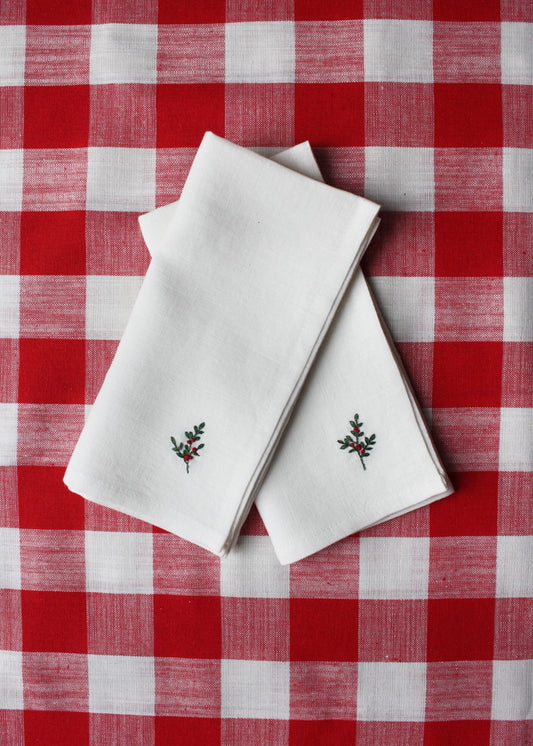 Festive posy linen napkin set of 2