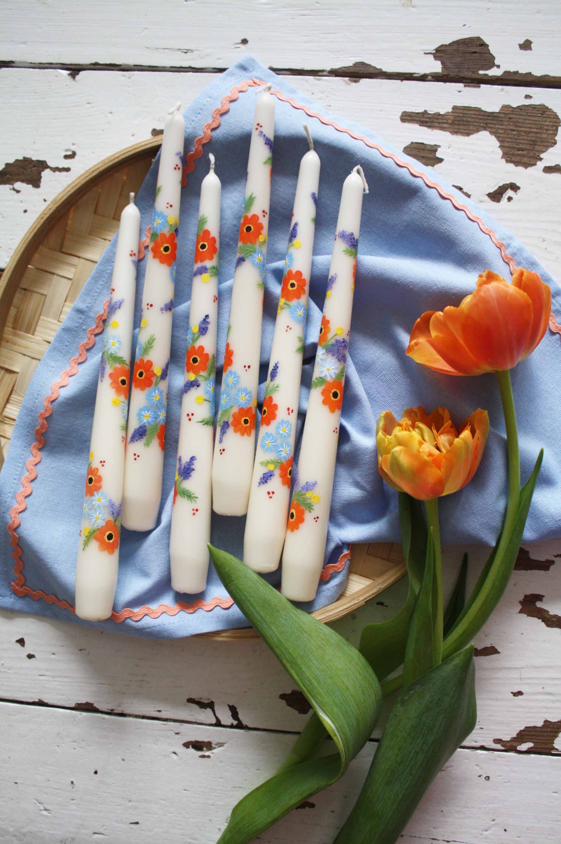 Hand painted spring candles  Spring candles, Painted candles